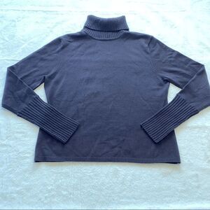 Country Shop Women L Merino Wool Turtleneck Sweater Brown Ribbed Cuffs